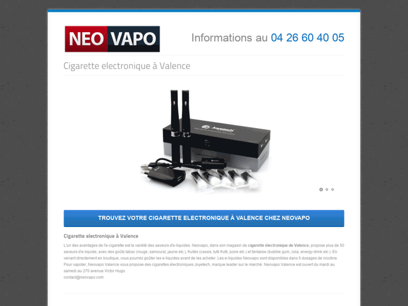 Screenshot du site : Cigarette électronique : Privilégier des produits