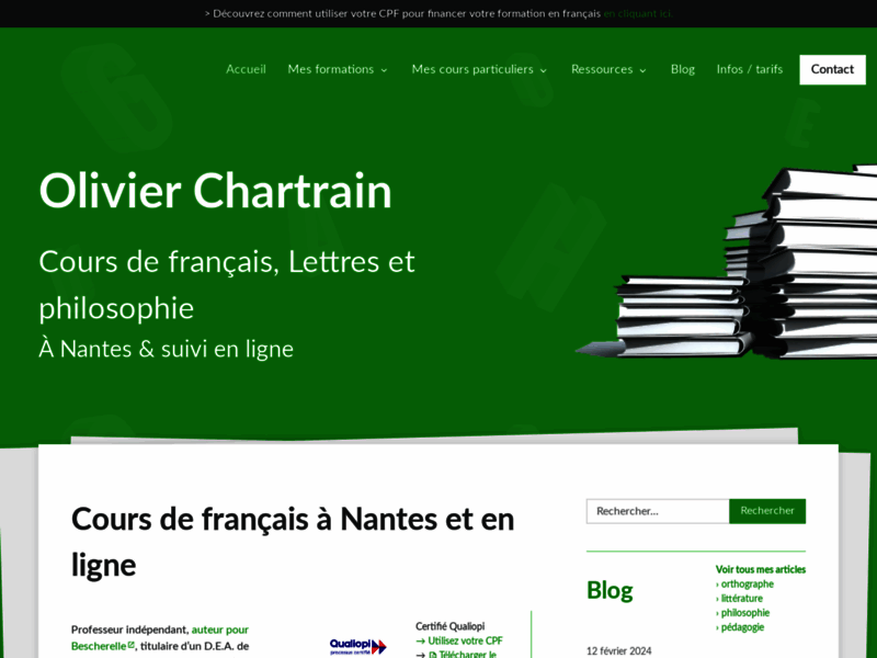 Cours Olivier Chartrain de formation en français