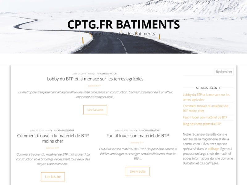 Screenshot du site : CPTG Blog Béton Coffrages Economie