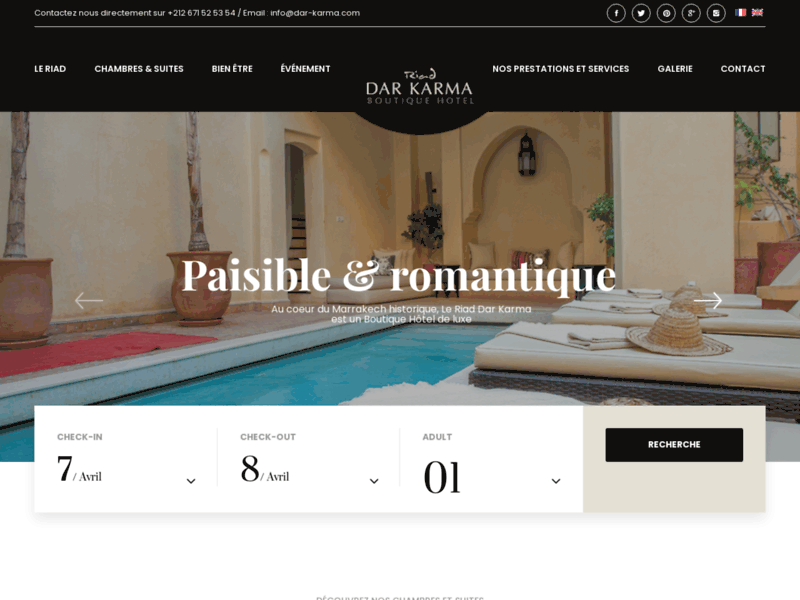 Screenshot du site : riad luxe marrakech