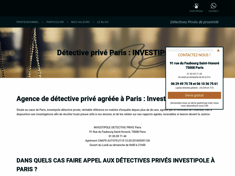 Détective privé à Paris Investipole