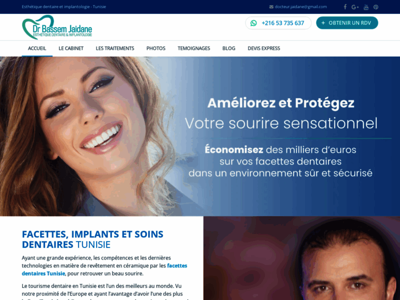 Screenshot du site : Chirurgie dentaire Tunisie