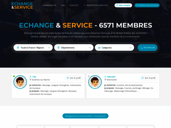 Echange-Service.com - Echange de Services entre Particulier - Recherche par D�partement