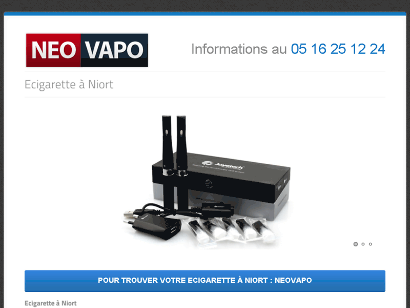 Screenshot du site : Cigarettes electronqiues et e-liquides Niort