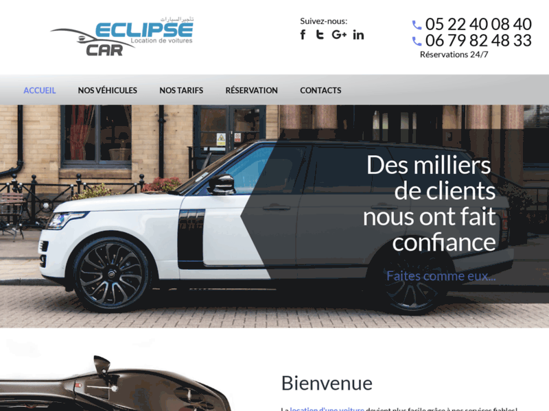 Screenshot du site : location voiture aeroport casablanca
