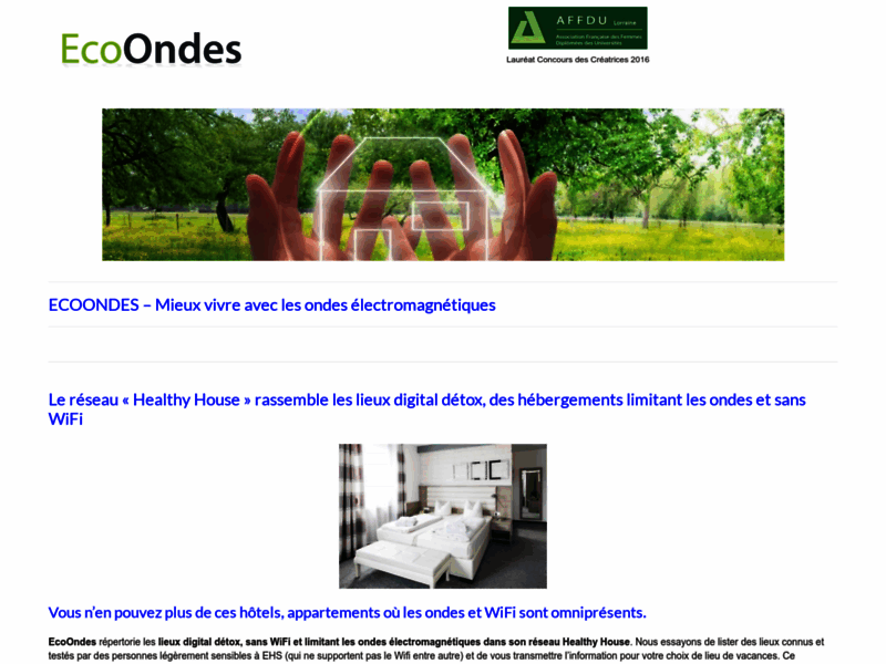 Screenshot du site : EcoOndes, mieux vivre avec les ondes.