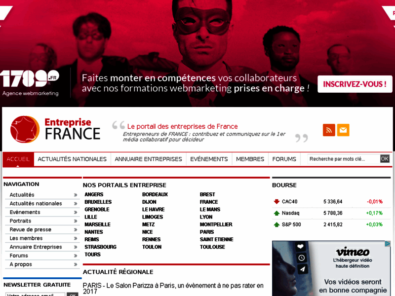 Entreprise-France.com, Actualités régionales des