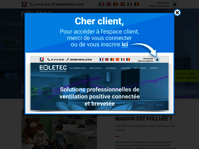 Screenshot du site : Radiateur electrique a inertie - EOLETEC
