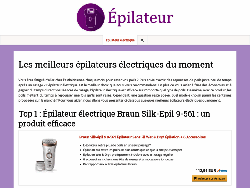 Comparatif d'epilateurs electriques