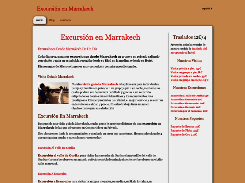 Screenshot du site : Transfert Aéroport Marrakech