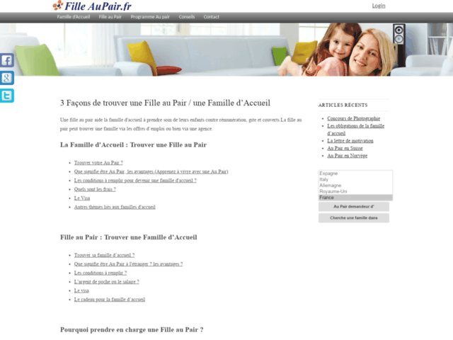 AuPair.com - Base de données des familles d'accueil et des filles au pairs