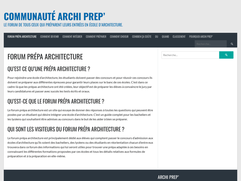 Screenshot du site : forum prépa architecture