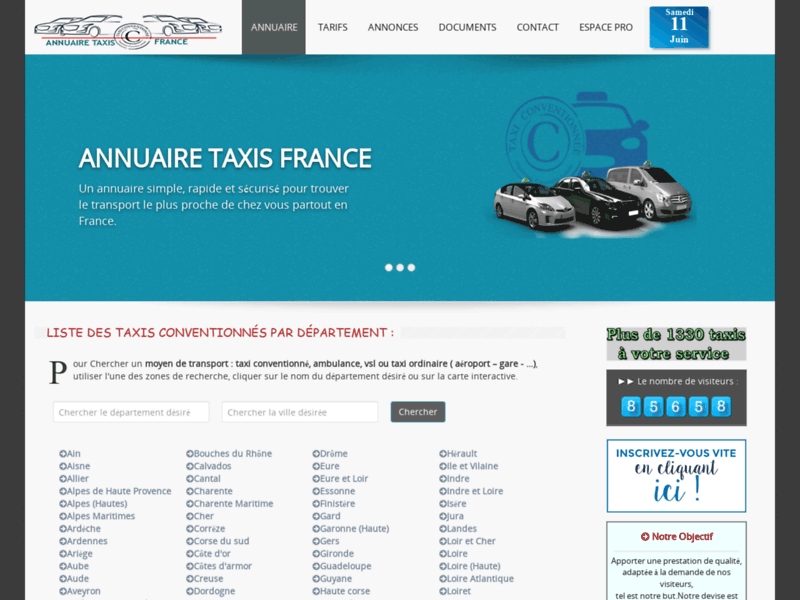 Screenshot du site : Taxis Conventionnés France
