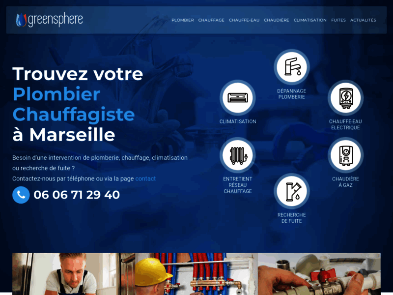 Screenshot du site : Plomberie, chauffage et climatisation à Marseille