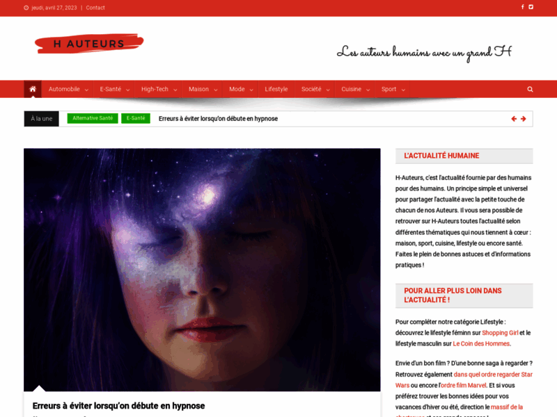 Screenshot du site : H-Auteurs : Les auteurs humains avec grand H