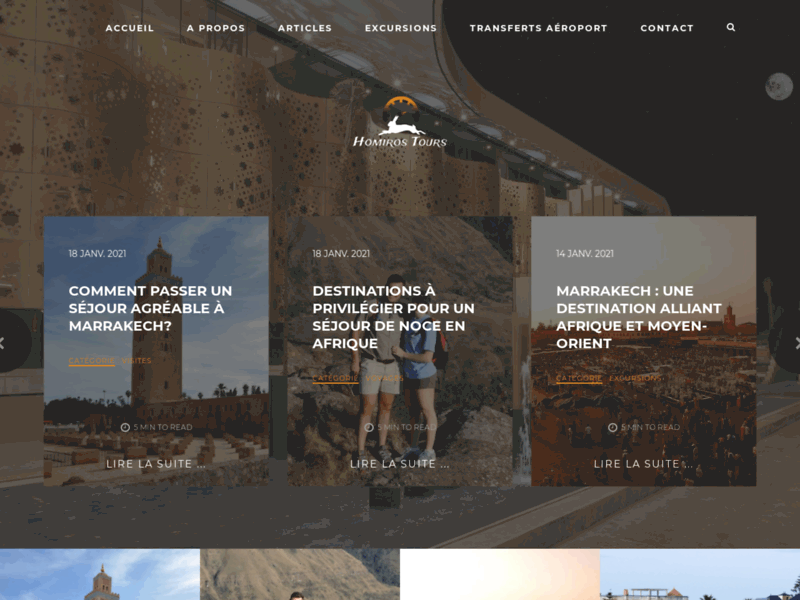 Screenshot du site : transfert aeroport à Marrakech