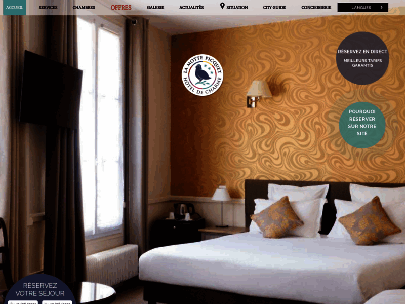 Screenshot du site : L'Hotel de la Motte Picquet, Paris