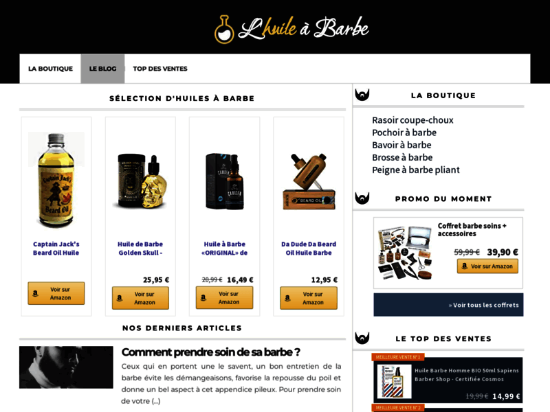 Screenshot du site : L'Huile à Barbe