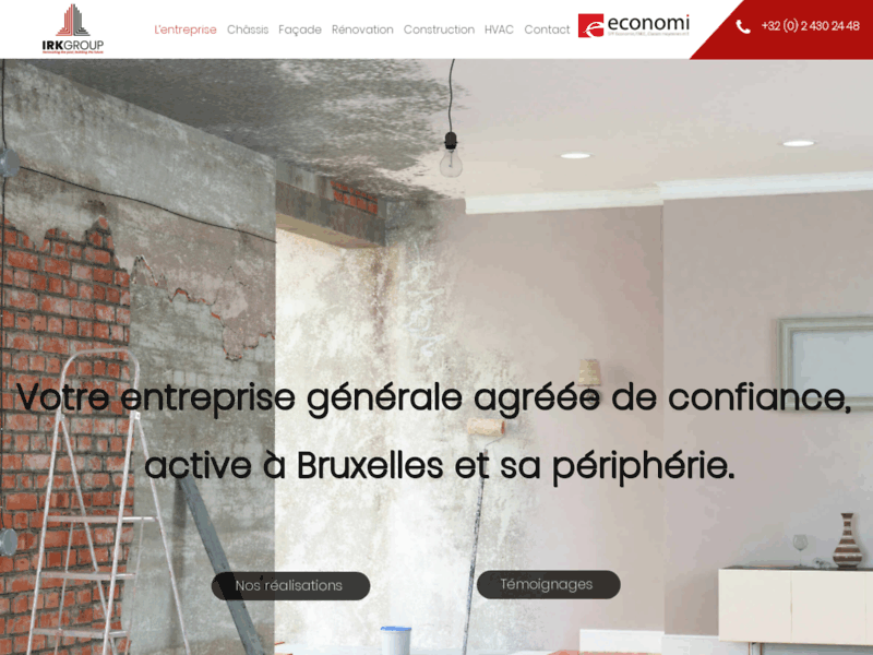 Screenshot du site : Constructeur maison clé sur porte Bruxelles