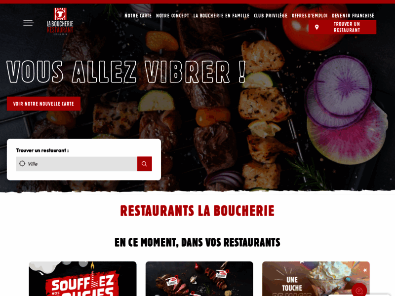 Screenshot du site : La Boucherie - restaurant grill