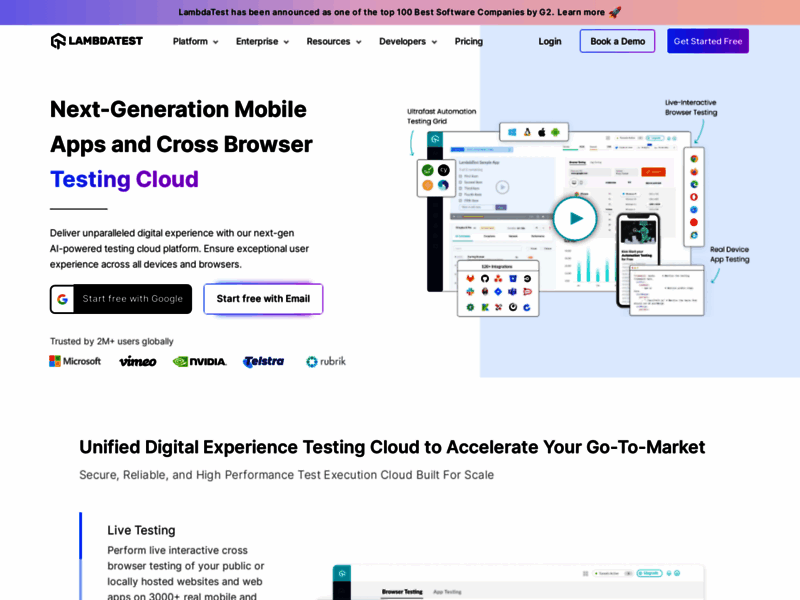 Website's screenshot : Cross Browser Testing Platform