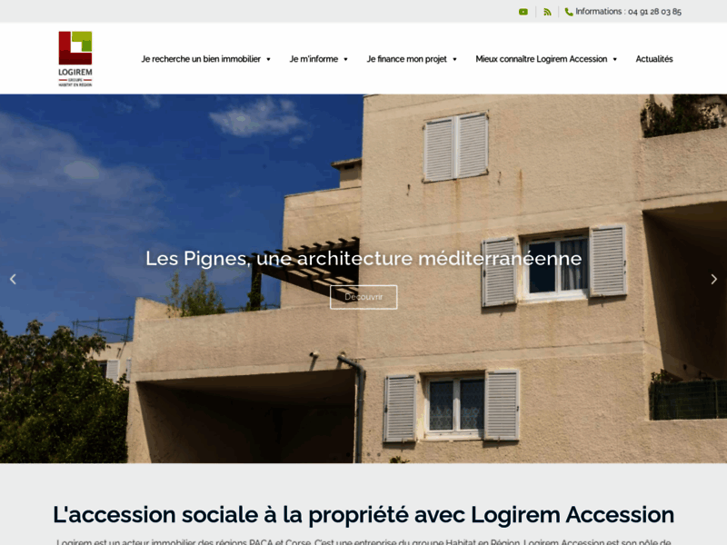 Screenshot du site : Logirem Accession