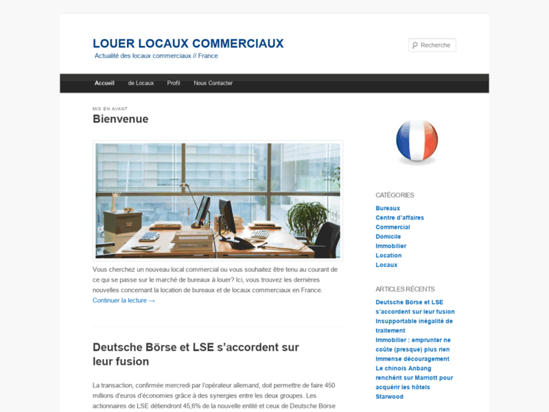 Screenshot du site : LOUER LOCAUX COMMERCIAUX