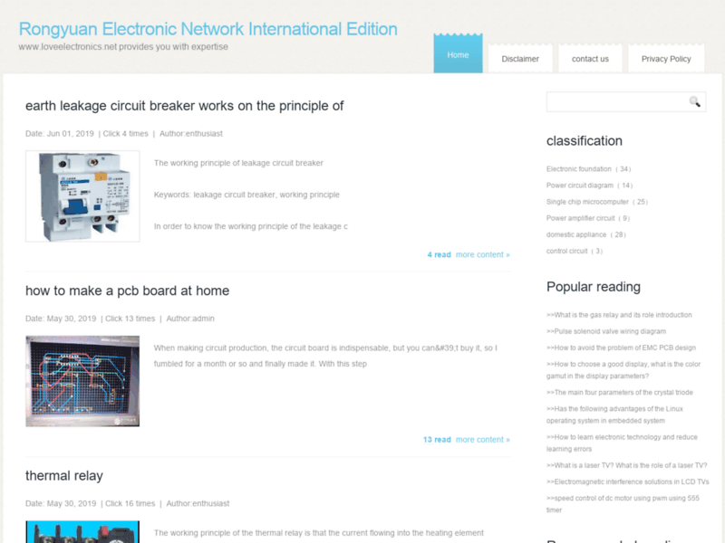 Site screenshot : Electronic project engineering
