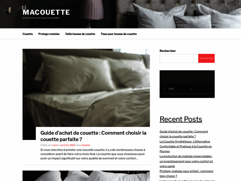 Screenshot du site : Macouette (LITERIE HOUSSE DE COUETTE)