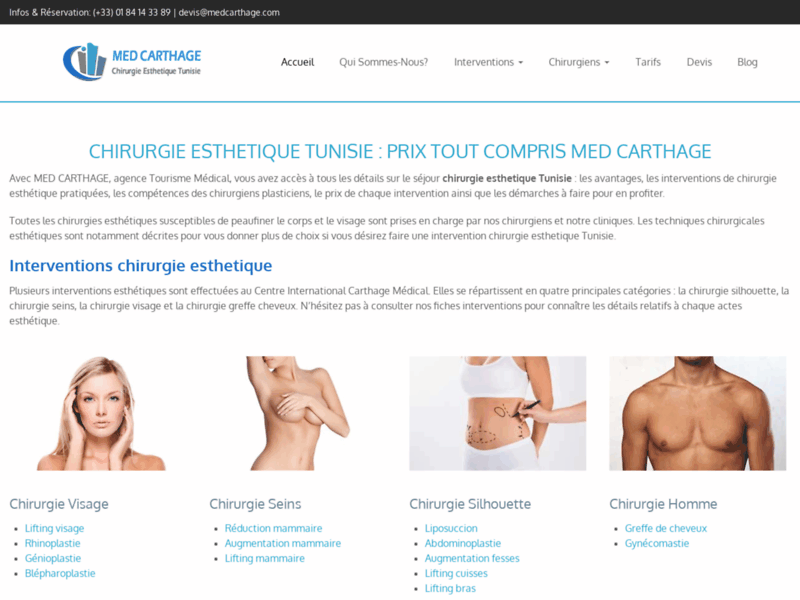 Screenshot du site : Clinique chirurgie esthetique Tunisie