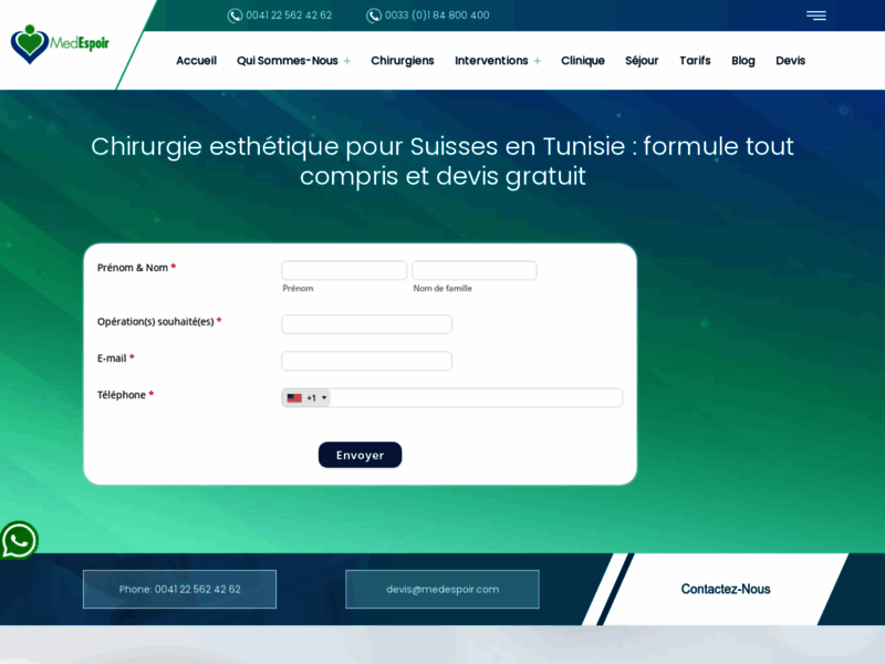 Screenshot du site : Chirurgie esthetique Tunisie