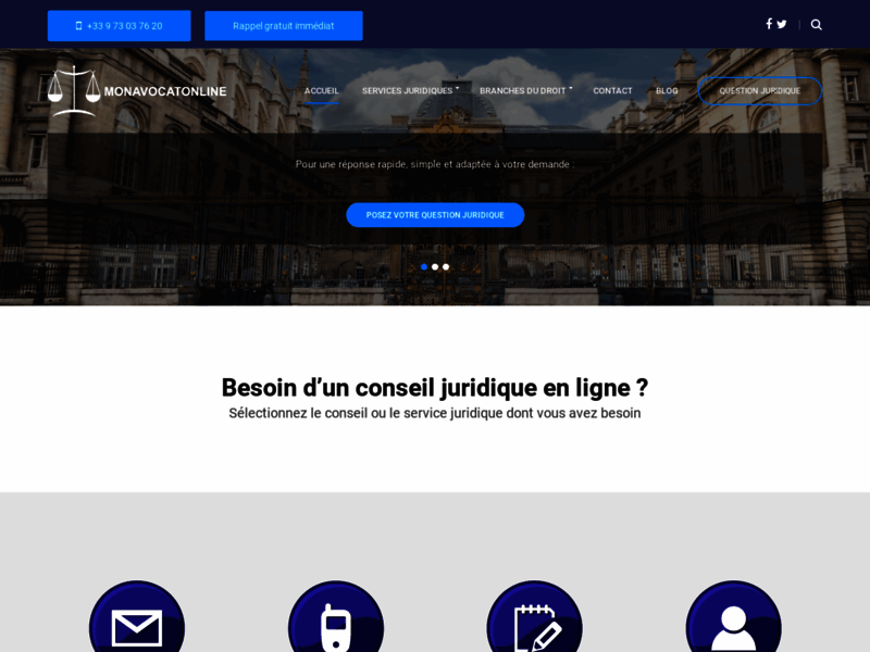 Screenshot du site : Monavocatonline.fr : Votre concultant de qualité