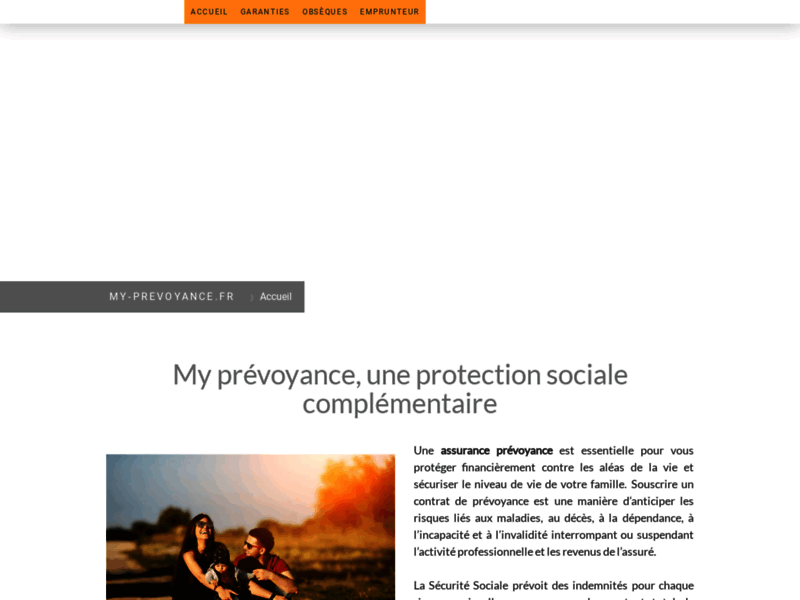 Screenshot du site : my-prevoyance.fr: Convention obsèque my-prevoyance