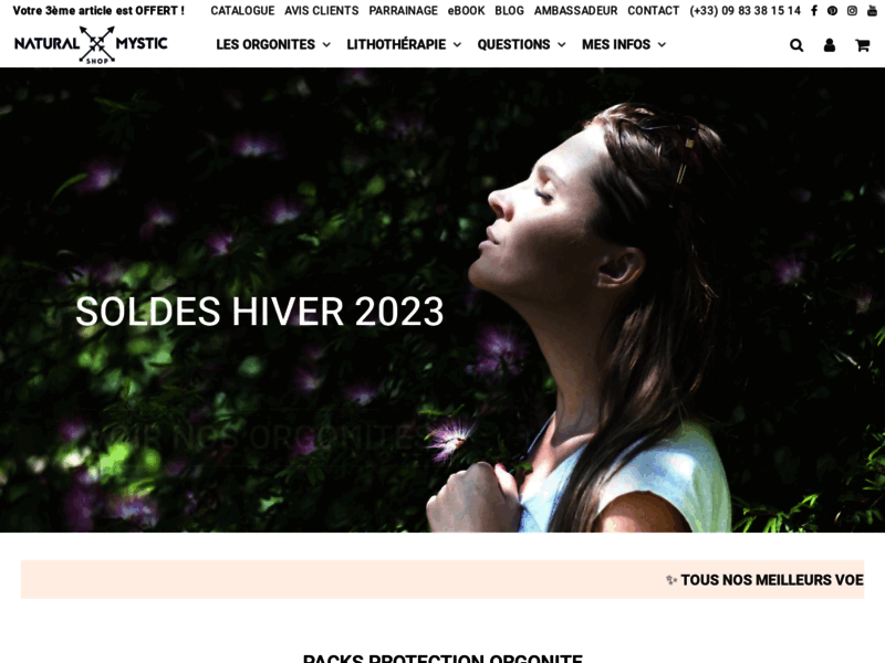 Screenshot du site : Bijouterie en ligne Natural Mystic Shop