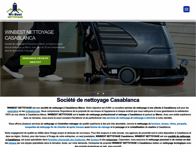 Screenshot du site : Nettoyage industriel à Casablanca