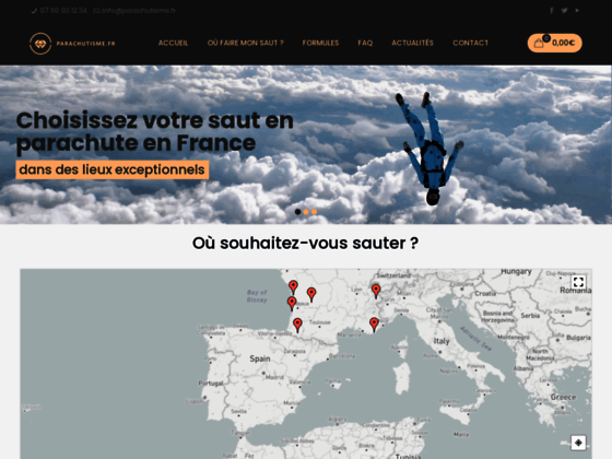 Photo image Parachutisme : bapteme, stage. saut en parachute sur Paris, Bordeaux, Toulouse, Lyon, Marseille, Aqu