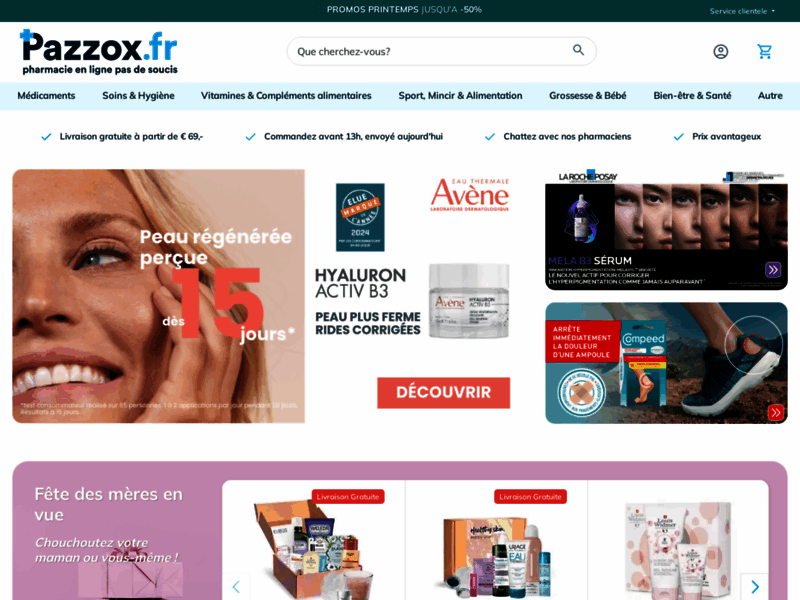 Site screenshot : Pazzox - votre pharmacie en ligne