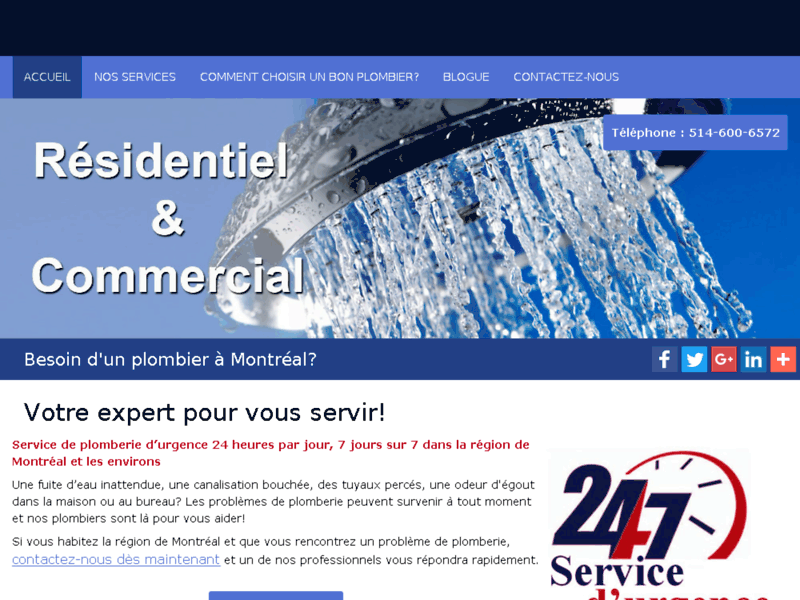 Screenshot du site : Plombier à Montréal