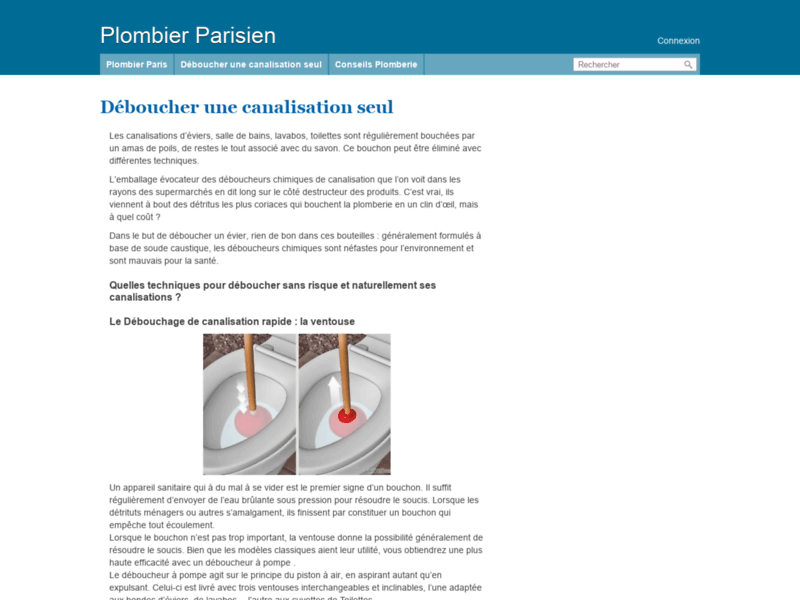 Screenshot du site : Portail sur la plomberie et le sanitaire