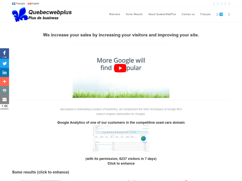 Screenshot du site : Quebecwebplus, sites sous Wordpress et visibilité