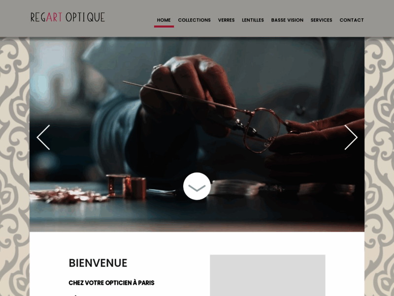 Screenshot du site : Regart Optique - Votre opticien Paris 16eme