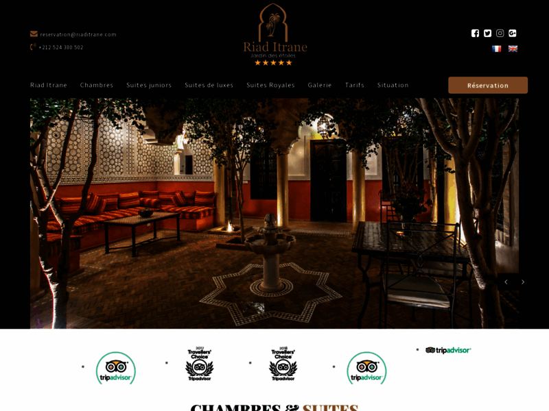 Screenshot du site : Maison d'hôte à Marrakech - Riad Itrane