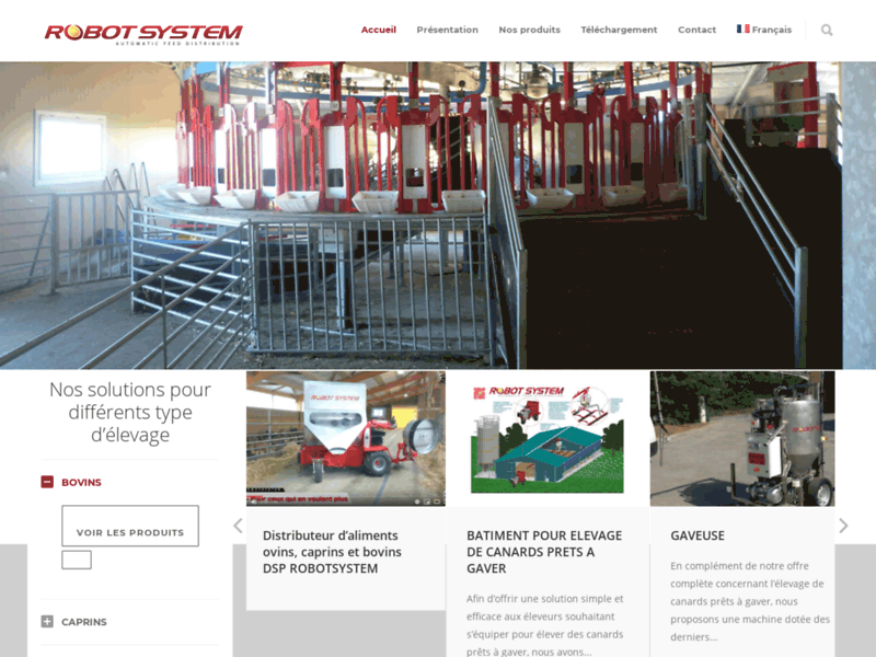 Screenshot du site : La gamme Robot System