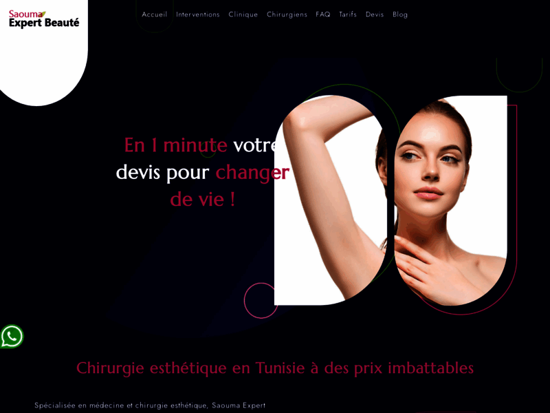Screenshot du site : Chirurgie esthetique Tunisie tout compris