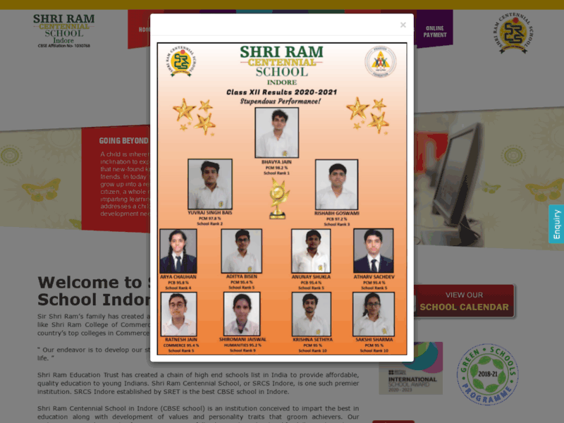 Website's screenshot : best boarding school in indore