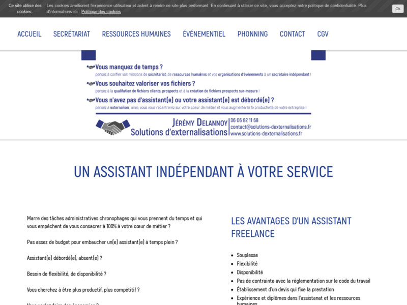 Screenshot du site : Solutions d'Externalisations