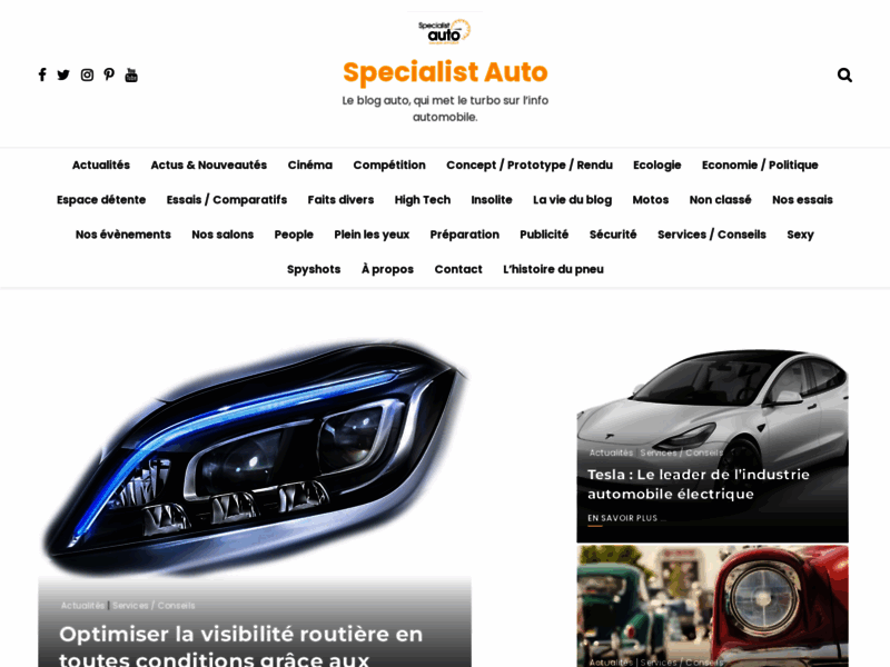 Screenshot du site : Essais automobiles et actualités auto
