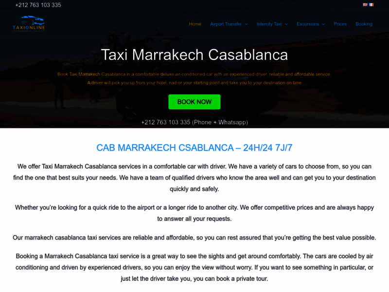 Screenshot du site : Taxi marrakech Casablanca