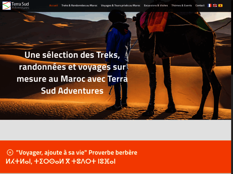 Screenshot du site : Une randonnée aux chameaux au Maroc