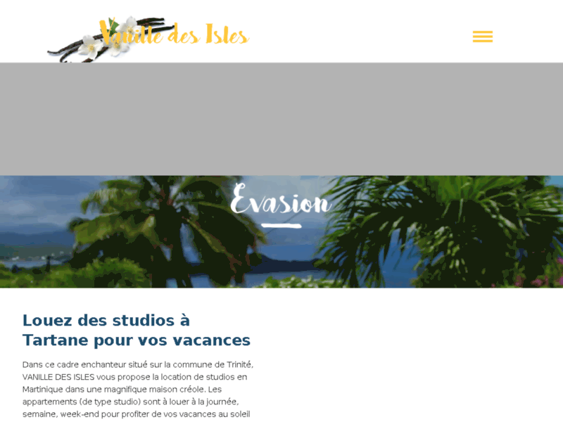 Screenshot du site : Location saisonnière villa Martinique